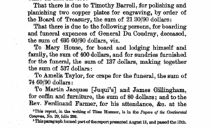Entry from page 804 of the Continental Congress Secret Journal noting the repayment to Mary House of the House Inn, Philadelphia.